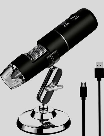 Wireless Digital Microscope, WiFi Microscope 2.0 MP 50X to 1000X WiFi Handheld Zoom Magnification Camera Magnifier 1080P 8 LED Compatible with Android and iOS Smartphone or Tablet, Windows