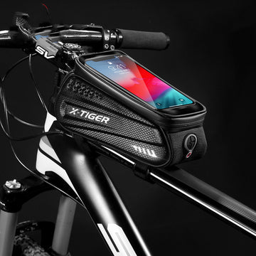 Bike Phone Mount Bag, Bike Accessories, Waterproof Bike Phone Holder, Mountain Bike Accessories for Adult Bikes with 3D Hard EVA, TPU Touch Screen for Phones