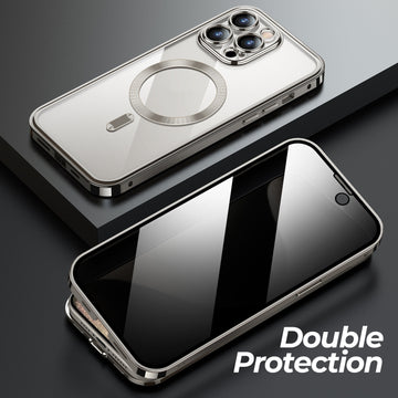 Anti-Privacy Metal Buckle Magnetic Support Wireless Charging Double-Sided Lens Full Cover Phone Case Protective Cover apple iphone smartphone