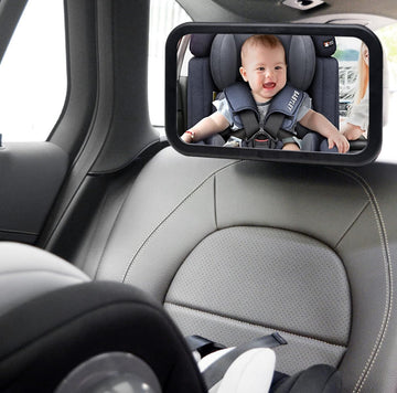 Baby Carseat Mirror for Child - Car Seat Mirrors Rear Facing Infant - Two Headrest Straps Wide View Shatterproof Fully Assembled Adjustable - Acrylic Convex Safely Monitor Newborn Toddler