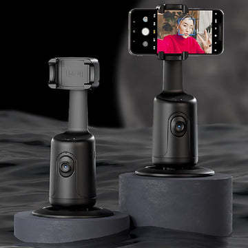 Auto Face Tracking Tripod, 360° Rotation Body Phone Camera Mount Smart Shooting Holder with Remote Selfie Stick, No App, Gesture Control, for Vlog, Tiktok, instagram, facebook, snapchat, telegram, google, live, tinder ,selife, social media,