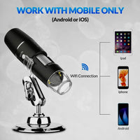 Wireless Digital Microscope, WiFi Microscope 2.0 MP 50X to 1000X WiFi Handheld Zoom Magnification Camera Magnifier 1080P 8 LED Compatible with Android and iOS Smartphone or Tablet, Windows