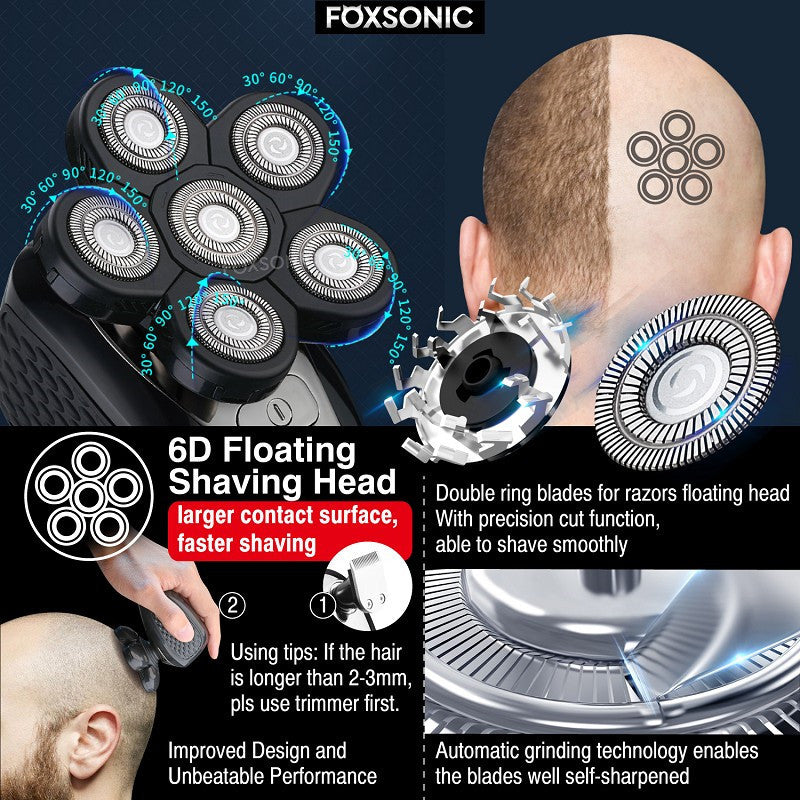 Multifunctional Electric Head Shaver Rechargeable