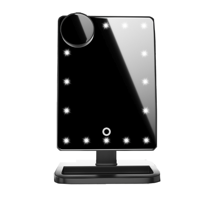 Lighted Makeup Vanity Mirror with LED Lights, Rechargeable Lithium Battery Light Up Mirror, 10X Magnification Touch Screen, 360° Rotation Portable Tabletop Cosmetic illuminated Mirror google social media influencer instagram facebook google tiktok