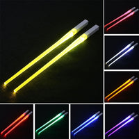 Pair of glowing chopsticks, featuring a sleek design with LED lights embedded in the handles, illuminating the entire length. Perfect for a fun, unique dining experience or themed events. Available in various colors, adding a vibrant touch to your sushi or asian meal.