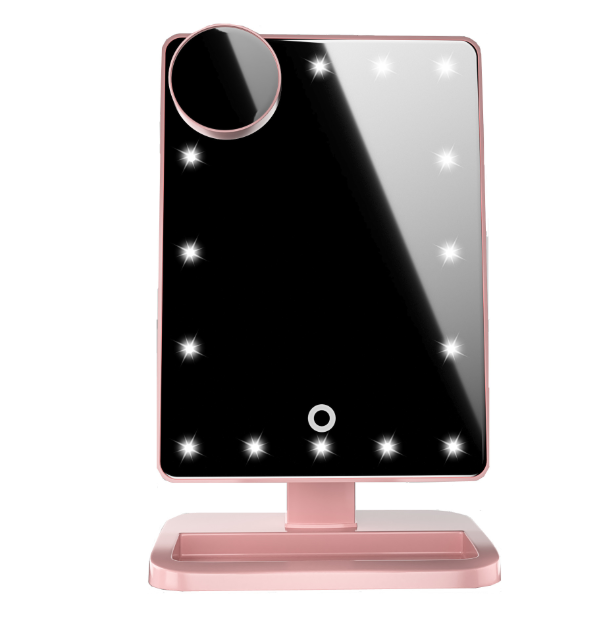 Lighted Makeup Vanity Mirror with LED Lights, Rechargeable Lithium Battery Light Up Mirror, 10X Magnification Touch Screen, 360° Rotation Portable Tabletop Cosmetic illuminated Mirror google social media influencer instagram facebook google tiktok