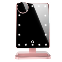 Lighted Makeup Vanity Mirror with LED Lights, Rechargeable Lithium Battery Light Up Mirror, 10X Magnification Touch Screen, 360° Rotation Portable Tabletop Cosmetic illuminated Mirror google social media influencer instagram facebook google tiktok