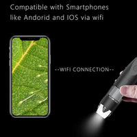 Wireless Digital Microscope, WiFi Microscope 2.0 MP 50X to 1000X WiFi Handheld Zoom Magnification Camera Magnifier 1080P 8 LED Compatible with Android and iOS Smartphone or Tablet, Windows