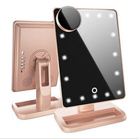 Lighted Makeup Vanity Mirror with LED Lights, Rechargeable Lithium Battery Light Up Mirror, 10X Magnification Touch Screen, 360° Rotation Portable Tabletop Cosmetic illuminated Mirror google social media influencer instagram facebook google tiktok