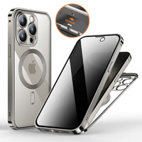 Anti-Privacy Metal Buckle Magnetic Support Wireless Charging Double-Sided Lens Full Cover Phone Case Protective Cover apple iphone smartphone