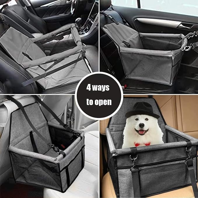 Pet Car Booster Seat Travel Carrier Cage, Oxford Breathable Folding Soft Washable Travel Bags for Dogs Cats or Other Small Pet