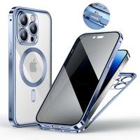 Anti-Privacy Metal Buckle Magnetic Support Wireless Charging Double-Sided Lens Full Cover Phone Case Protective Cover apple iphone smartphone