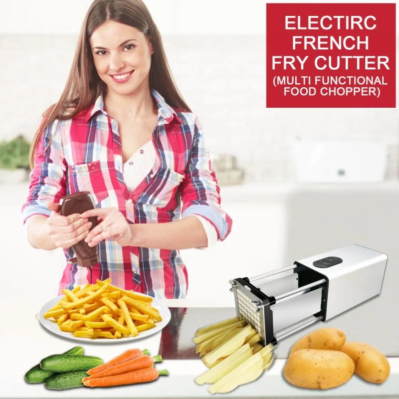 Electric French Fry Cutter, French fry cutter stainless steel with 1/2 & 3/8 Inch blade, french fries cutter for Restaurants & Home Kitchen,use for Potatoes Carrots Cucumbers