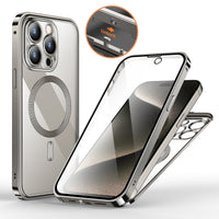 Anti-Privacy Metal Buckle Magnetic Support Wireless Charging Double-Sided Lens Full Cover Phone Case Protective Cover apple iphone smartphone