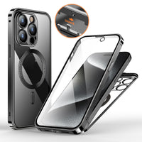 Anti-Privacy Metal Buckle Magnetic Support Wireless Charging Double-Sided Lens Full Cover Phone Case Protective Cover apple iphone smartphone