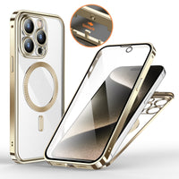 Anti-Privacy Metal Buckle Magnetic Support Wireless Charging Double-Sided Lens Full Cover Phone Case Protective Cover apple iphone smartphone