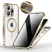 Anti-Privacy Metal Buckle Magnetic Support Wireless Charging Double-Sided Lens Full Cover Phone Case Protective Cover apple iphone smartphone